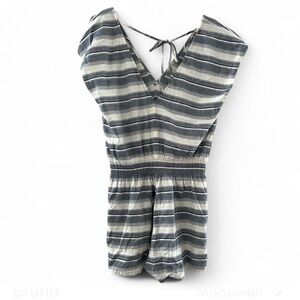 MADEWELL Yucatan Striped Romper Gray/White Size Small Linen Blend